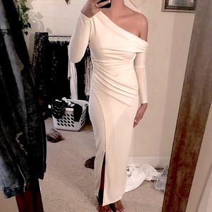 ASOS cream white off the shoulder dress